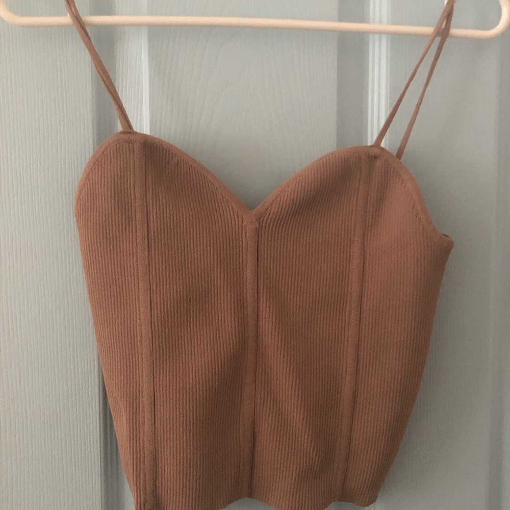 Brown spaghetti tank top